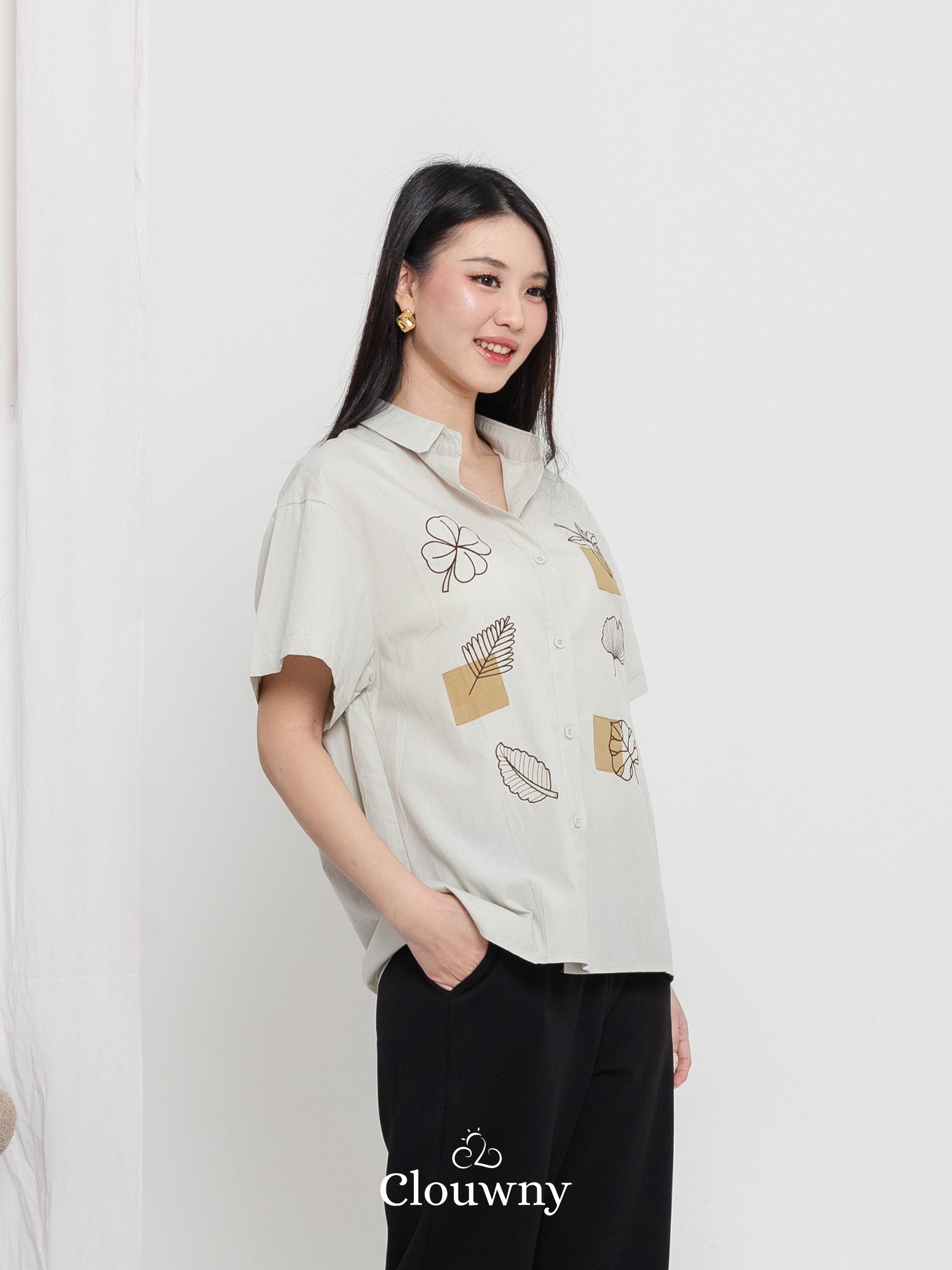 Leaves Cotton Shirt - Mint